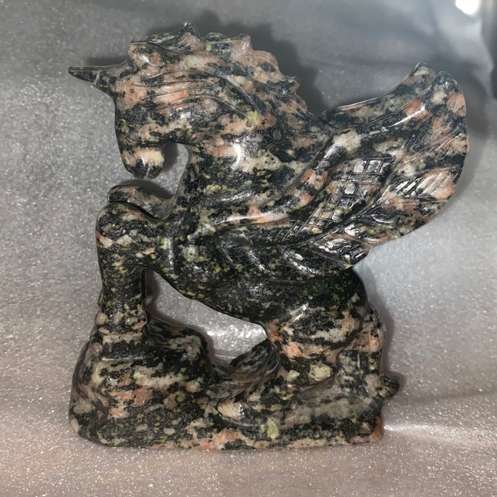 Winged unicorn/Pegasus black sandstone